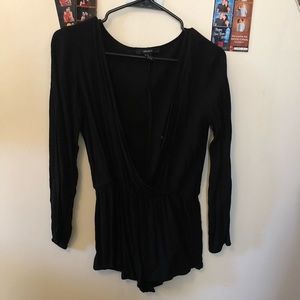 Black surplice romper